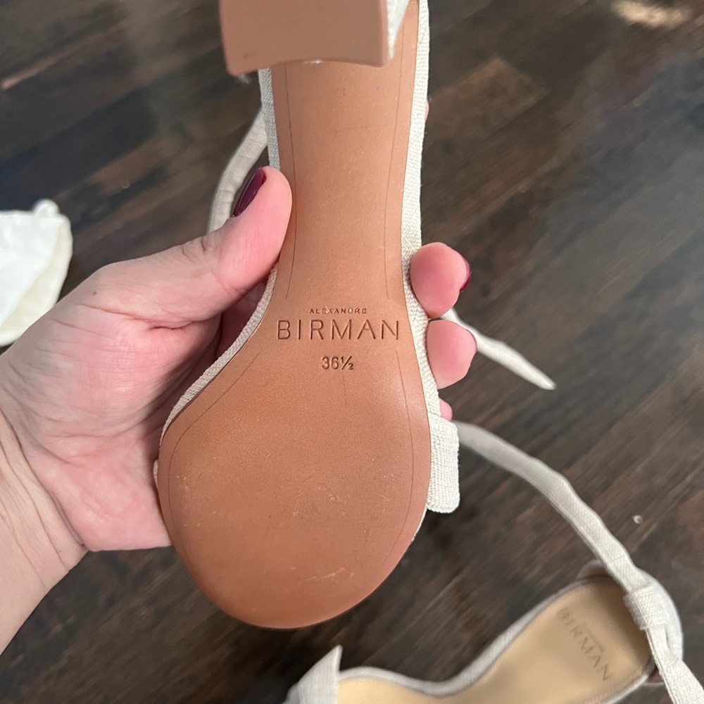 FLASH SALE⚡️Alexandre Birman CLARITA🌸Light Beige Linen Bow-Knotted Ankle Tie - Picture 2 of 6